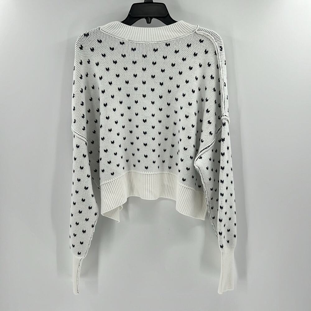 Free People Pattern Easy Street Crop Sweater - White Navy Combo - M - NWT - Picture 7 of 7
